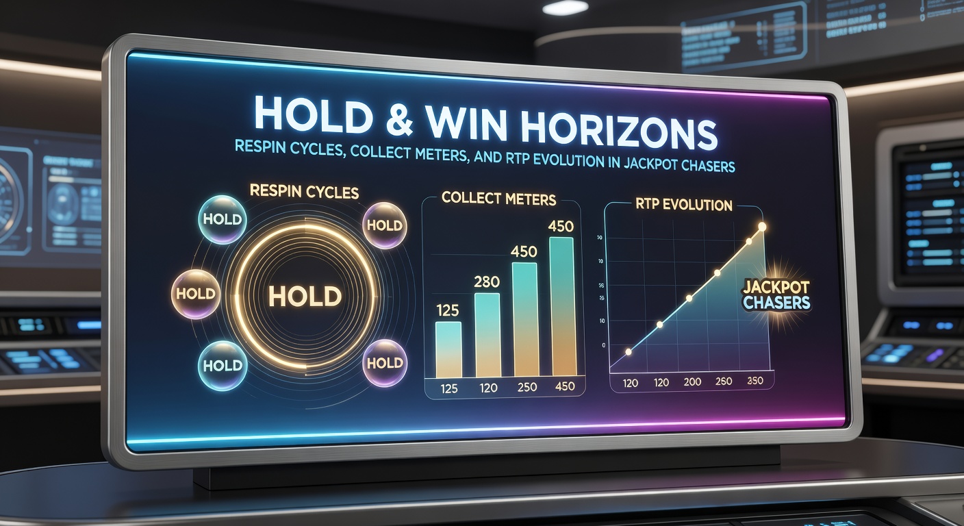 Close-up of Hold & Win jackpot meters progressing, with respin counters ticking and coin symbols stacking for a potential grand prize win