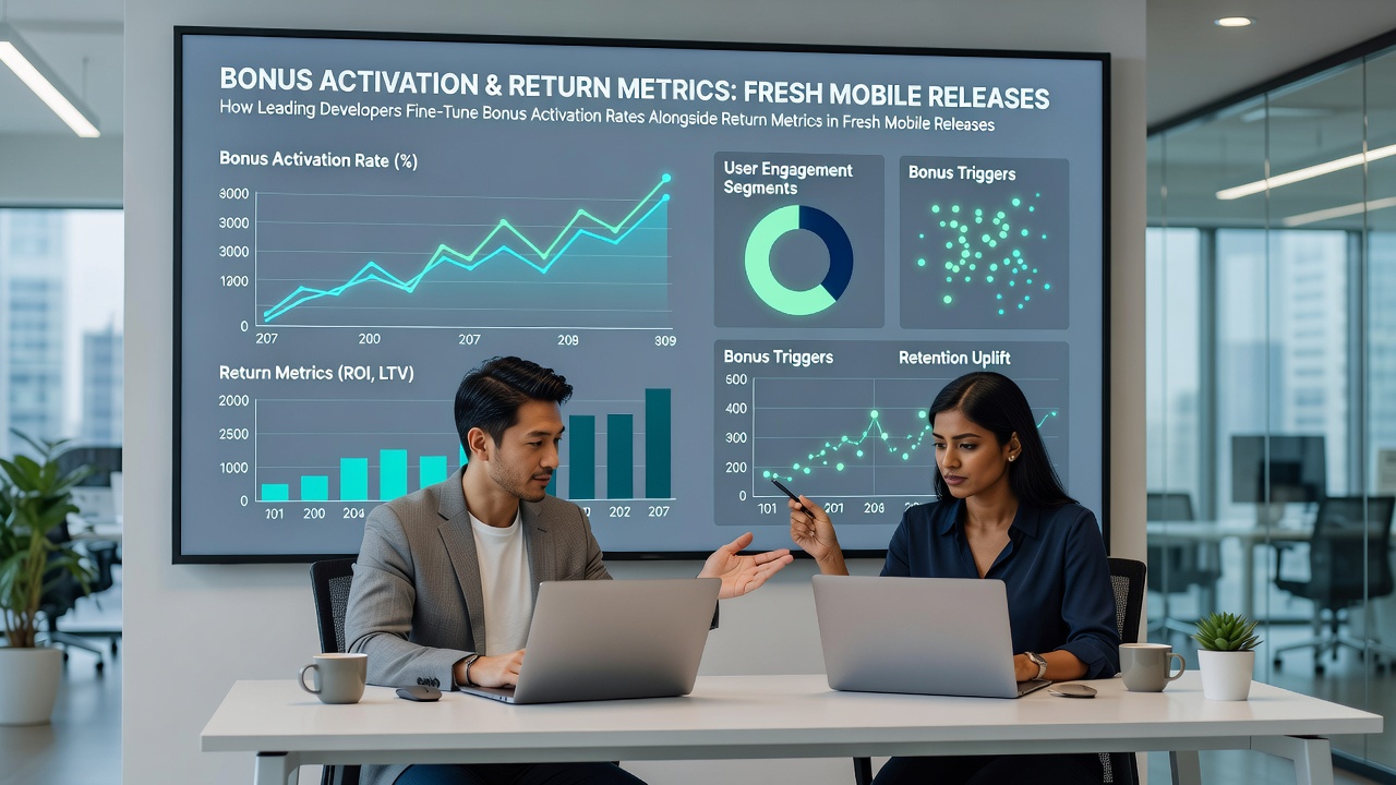 Mobile slot interface showing bonus activation metrics and return rates displayed on screen