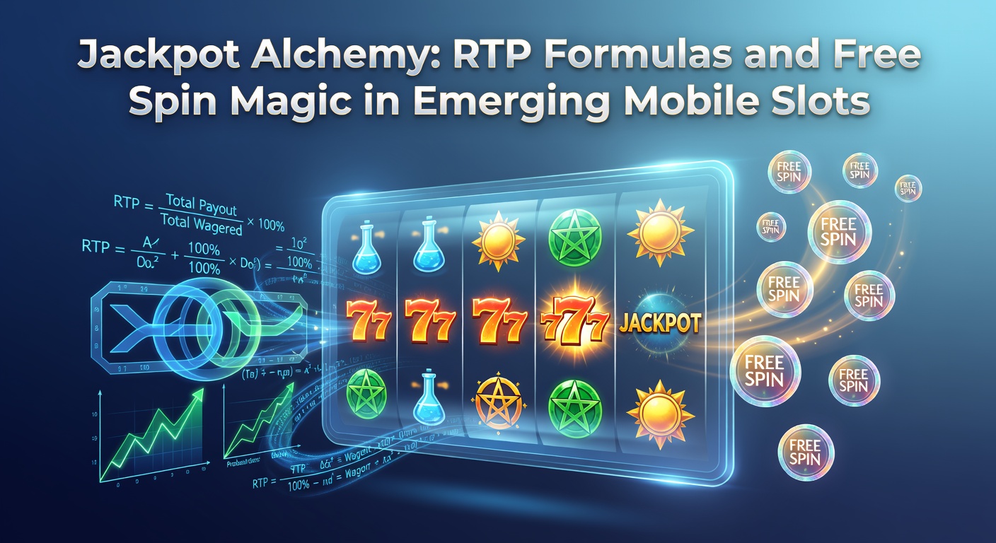 Vibrant mobile slot screen displaying cascading reels, glowing jackpots, and free spin counters amid a mystical alchemy backdrop