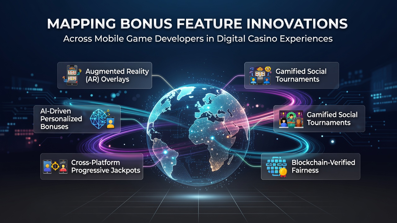 Illustration of bonus feature mapping in mobile casino games from various developers