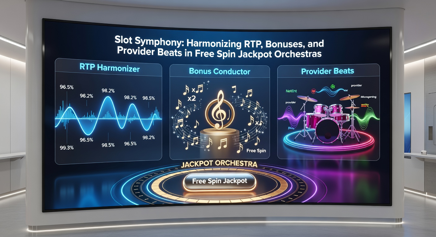 Dynamic illustration of free spin bonuses exploding into jackpot fireworks amid slot reels and musical staffs